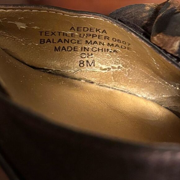 Enzo Angiolini Aedeka Brown Satin Animal Print Chiffon Ruffle Open Toe Heels 8 - Picture 8 of 10